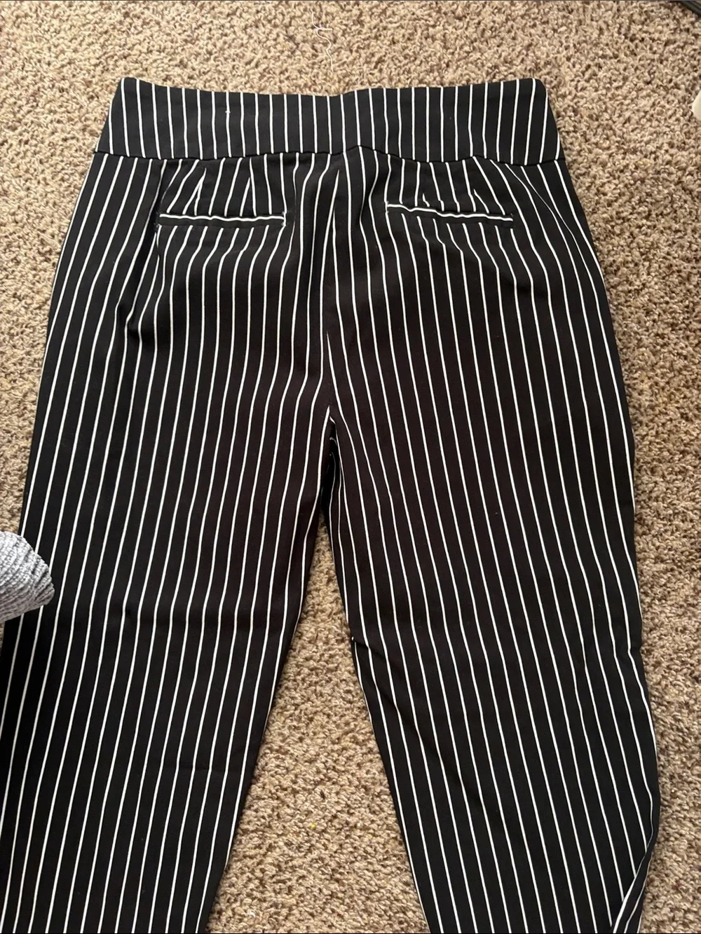 Cato Black Pinstripe Tapered Chinos